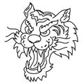 Japanese tiger head tattoo design vector for sticker. Royalty Free Stock Photo