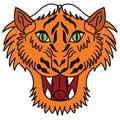 Japanese tiger head tattoo design vector for sticker. Royalty Free Stock Photo