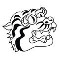 Japanese tiger head tattoo design vector for sticker. Royalty Free Stock Photo