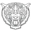 Japanese tiger head tattoo design vector for sticker. Royalty Free Stock Photo