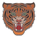 Japanese tiger head tattoo design vector for sticker. Royalty Free Stock Photo