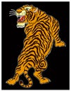 Japanese tiger tattoo.Traditional tiger vector on background for Chinese New Year.