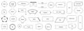 Japanese title frame. Line text ballon shapes, simple frames design, decorative border framing with geometric forms