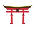 Japanese Torii Gate as Famous City Landmark and Travel and Tourism Symbol Vector Illustration