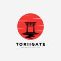 Japanese sunset torii gate icon logo vector illustration designRGB