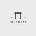 japanese torii gate logo vintage vector illustration concept template icon design