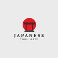 japanese torii gate logo vintage vector illustration concept template icon design