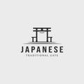 japanese torii gate logo vintage vector illustration concept template icon design