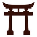 Japanese torii gate silhouette. Vector Royalty Free Stock Photo