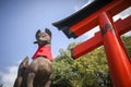 Japanese Torii and stone fox Sculpture