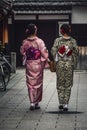 Japanese tourists wearing kimonos.