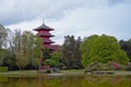 Japanese tower at the gardens of the Royal Palace of Laeken Royalty Free Stock Photo