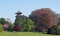 The Japanese Tower or Pagoda in the grounds of the Castle of Laeken, the home in Brussels of the Belgian royal family. Royalty Free Stock Photo