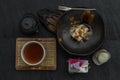 Japanese tradiitonal snack : Warabi mochi assortment with Tea traditional japanese, Selective focus Royalty Free Stock Photo