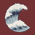 Japanese tradition style Illustration ocean wave