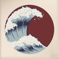 Japanese tradition style Illustration tsunami