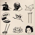 Japanese tradition style vectors isolated