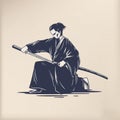 Japanese tradition style vectors samurai swordsman