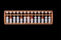 Japanese traditional abacus soroban on black background