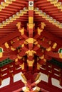 Japanese traditional architecture. The elegant construction of the Japanese temple of red and gold beams Royalty Free Stock Photo