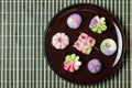 Japanese traditional confectionery wagashi Royalty Free Stock Photo