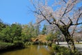 Japanese traditional garden Oyama shrine Kanazawa Japan Royalty Free Stock Photo