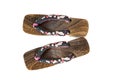 Japanese traditional geta sandal, isolated on white. Traditional Japanese asian wood footwear called Geta