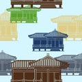 Japanese Traditional House Vector Illustration Seamless Pattern Royalty Free Stock Photo