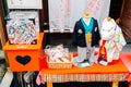 Japanese traditional kimono for children and Omikuji box at Higashiyama old street in Kyoto, Japan