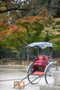 Japanese traditional Rickshaw in Nara Park. next to Todaiji, Kasuga Taisha, Kasuga Grand Shrine