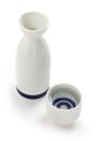 Japanese traditional sake cup and bottle