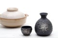 Japanese traditional sake cup and bottle Royalty Free Stock Photo