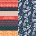 Japanese traditional seamless pattern set