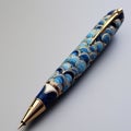 Japanese Traditional Style Ballpoint Pen With Blue And Gold Shell