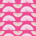 Japanese traditional surface design. Vector hand drawn seamless pattern with fans. Abstract illustration.