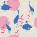 Japanese traditional surface design. Vector seamless hand drawn pattern.