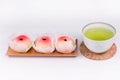 Japanese Traditional Sweets Wagashi with green tea Royalty Free Stock Photo