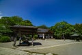 A Japanese traditional temple JINDAIJI at the old fashioned street in Tokyo wide shot