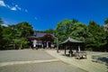 A Japanese traditional temple JINDAIJI at the old fashioned street in Tokyo wide shot Royalty Free Stock Photo