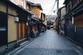 Gion street, Japanese traditional wooden houses in Kyoto, Japan Royalty Free Stock Photo