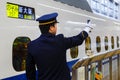 Japanese train conductor Royalty Free Stock Photo