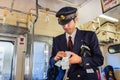 Japanese Train Conductor Royalty Free Stock Photo