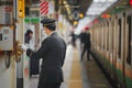 Japanese train conductor