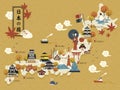 Japanese travel map Royalty Free Stock Photo