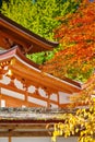 Japanese Traveling. Wing of Traditional Shrine on Koyasan Mountain in Japan in Fall Season