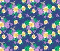 Japanese Tropical Bouquet Vector Seamless Pattern