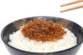 Japanese tsukudani of chirimen jako on rice