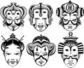 Japanese Tsure Noh Theatrical Masks