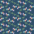 Japanese Tulip Vine Vector Seamless Pattern