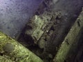 A Japanese Type 95 Ha-Go light tank on the deck of a cargo ship sunk in Truk Lagoon